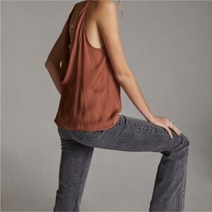 NWT Anthropologie Draped Low Back Brown Blouse